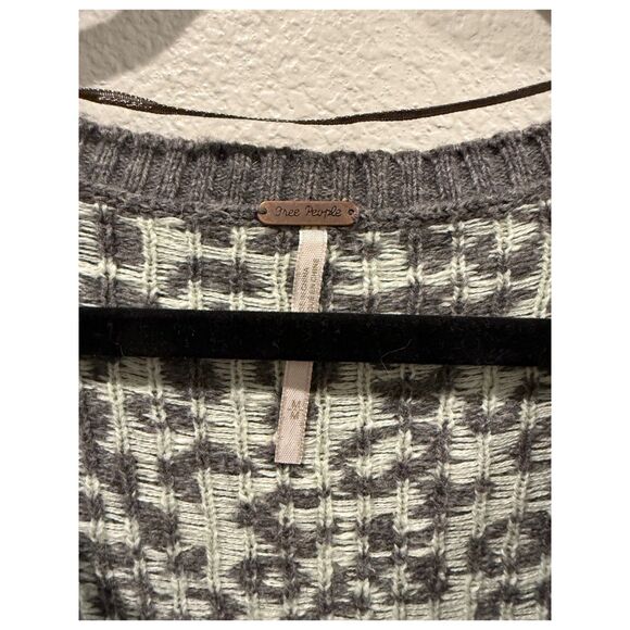 FREE PEOPLE Cool Cat Alpaca Mint Grey White Blend Sweater - Picture 3 of 4